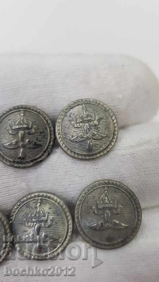 6 pcs. Bulgarian Royal Pilot Epaulette Buttons Boris III - 5
