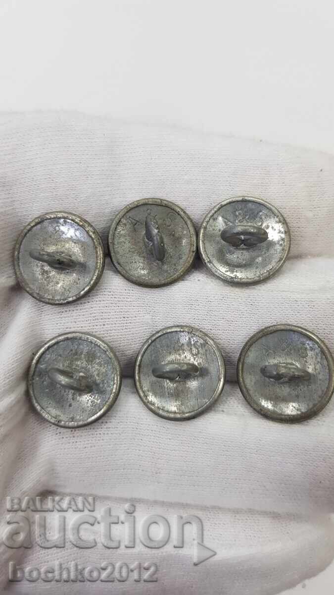 6 pcs. Bulgarian Royal Pilot Epaulette Buttons Boris III - 6