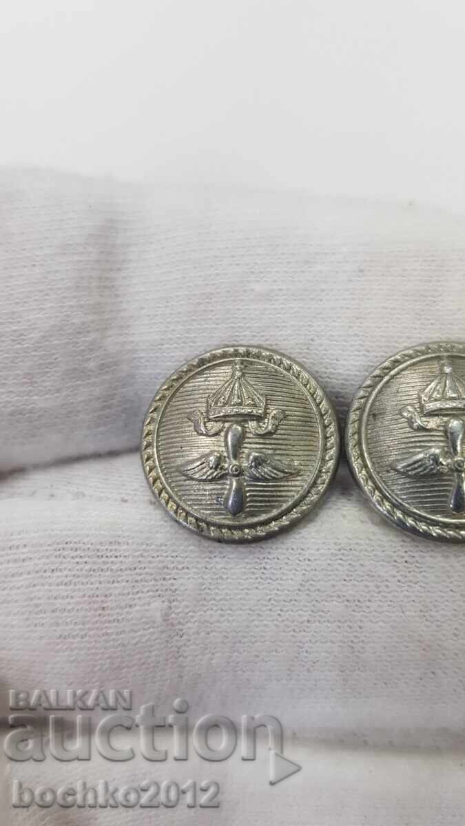 2 бр. Български царски пилотски копчета за пагони Борис III с цена 45.00 лв. | € 23.01