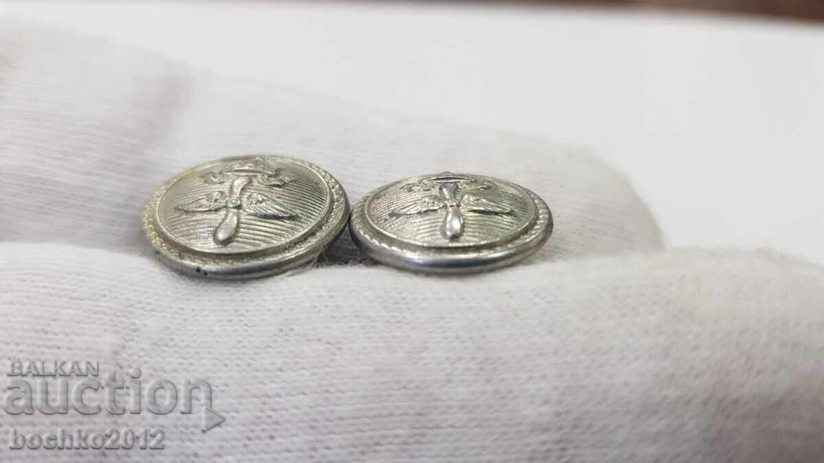 Delivery of 2 pcs. Bulgarian Royal Pilot Epaulette Buttons Boris III