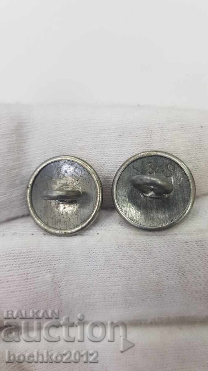 2 бр. Български царски пилотски копчета за пагони Борис III - 5