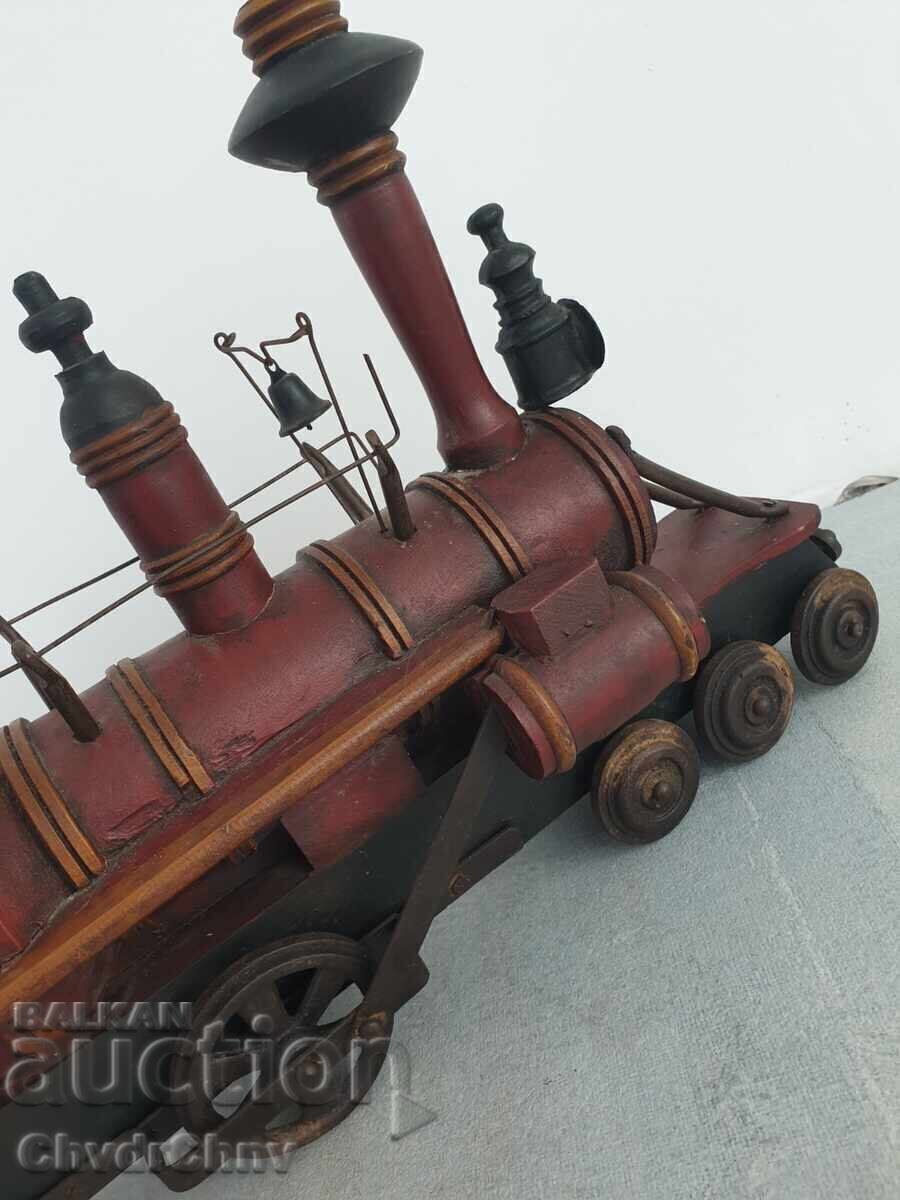 Large old wooden toy/locomotive-train - 5