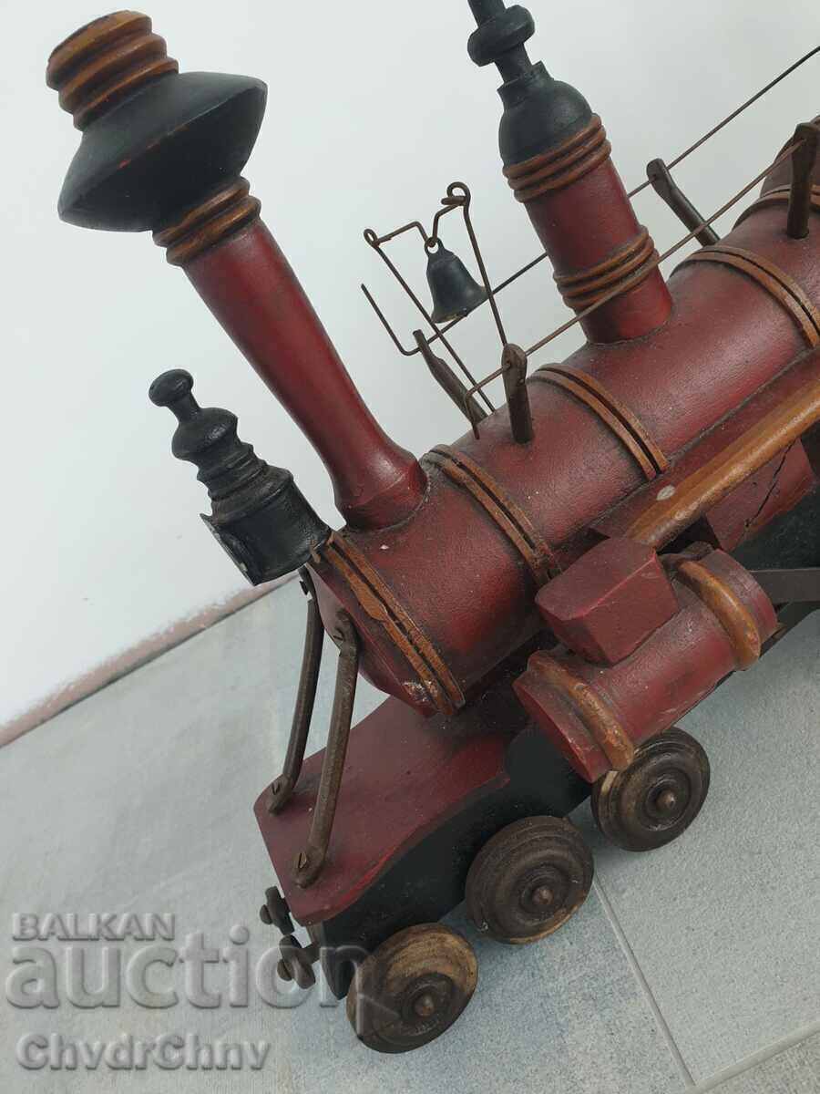 Large old wooden toy/locomotive-train - 6