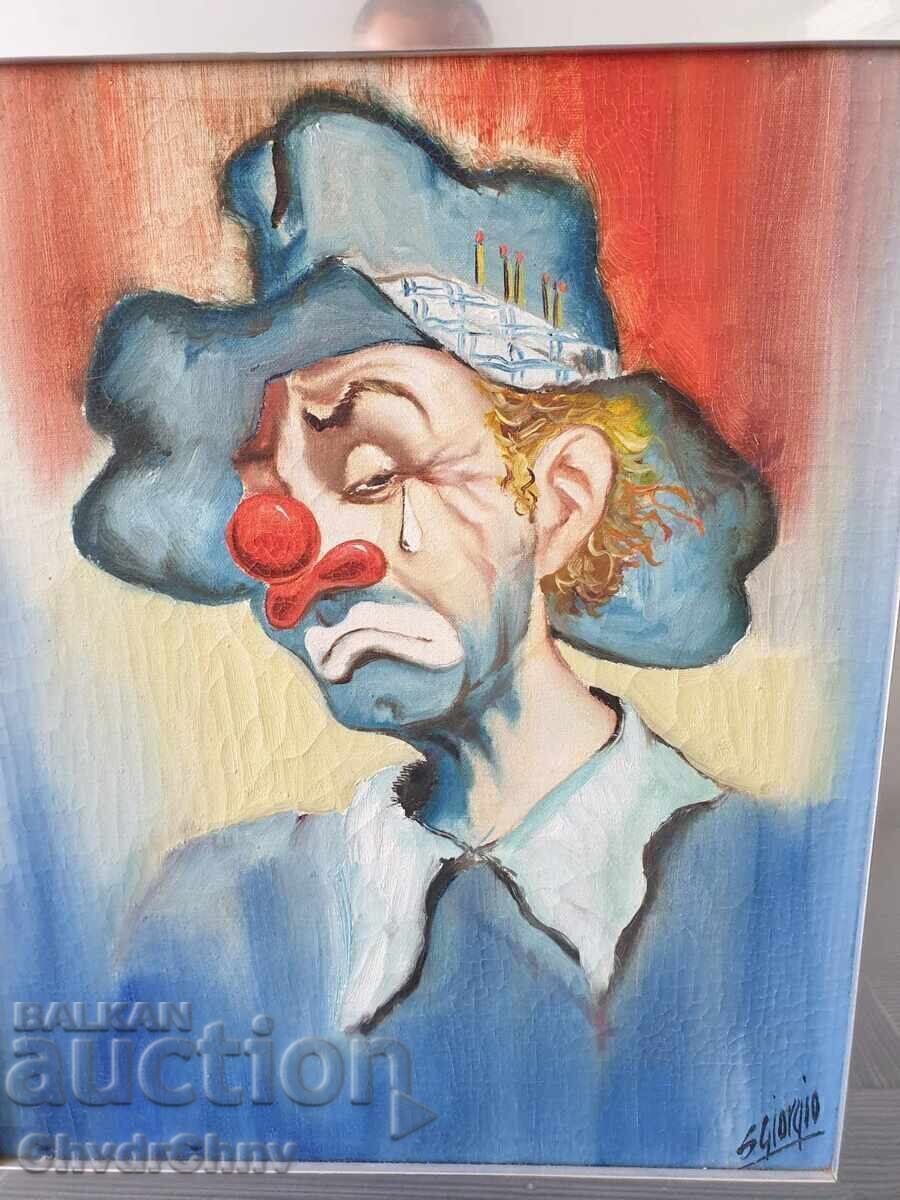 Pair of old oil paintings on canvas/clown portraits with price € 400.00 | 782.33 BGN