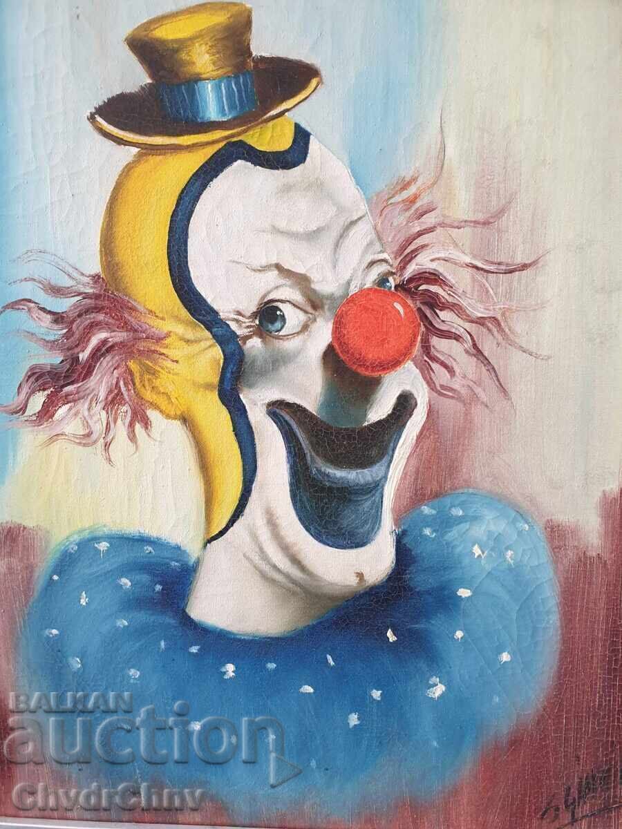 Pair of old oil paintings on canvas/clown portraits - 5