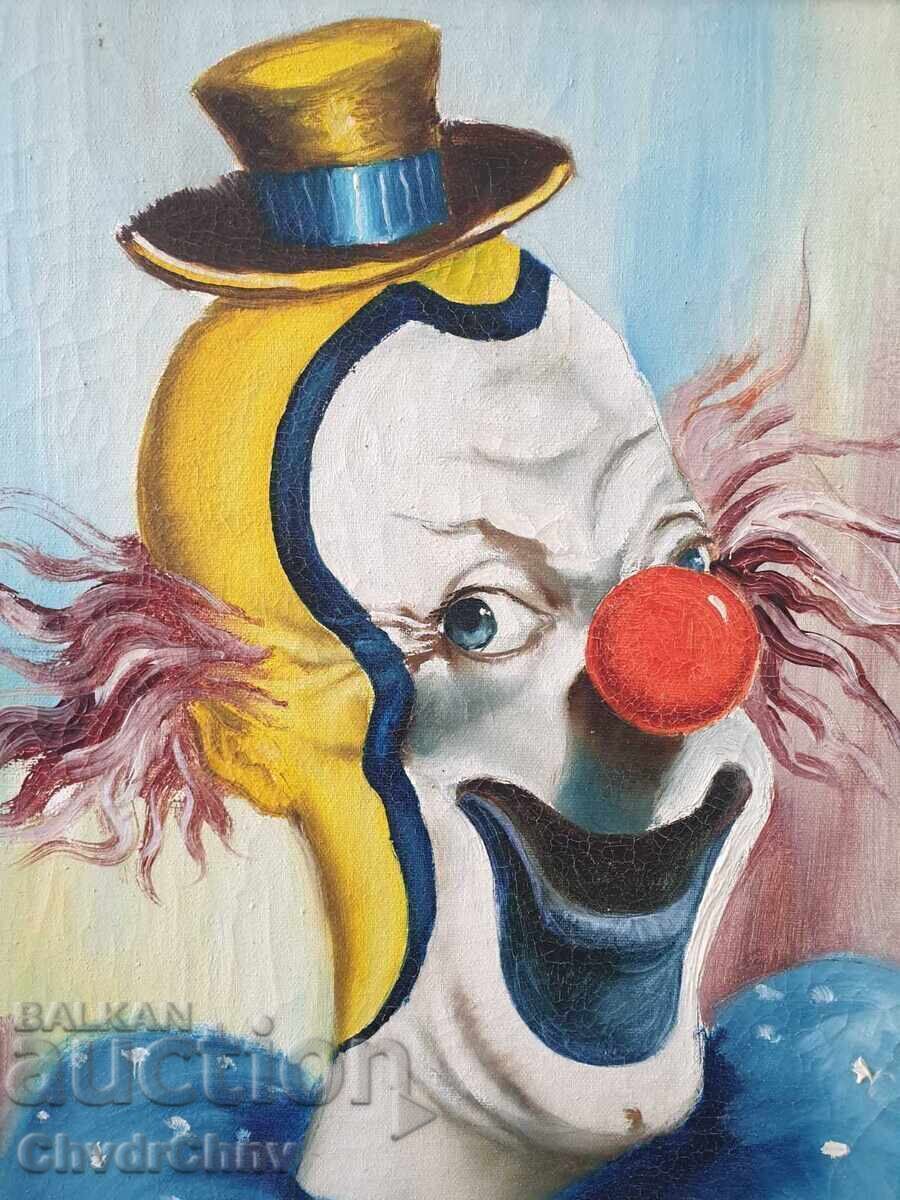 Pair of old oil paintings on canvas/clown portraits - 6