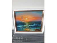 Bulgarian oil painting on canvas / Dimitar Genev / seascape