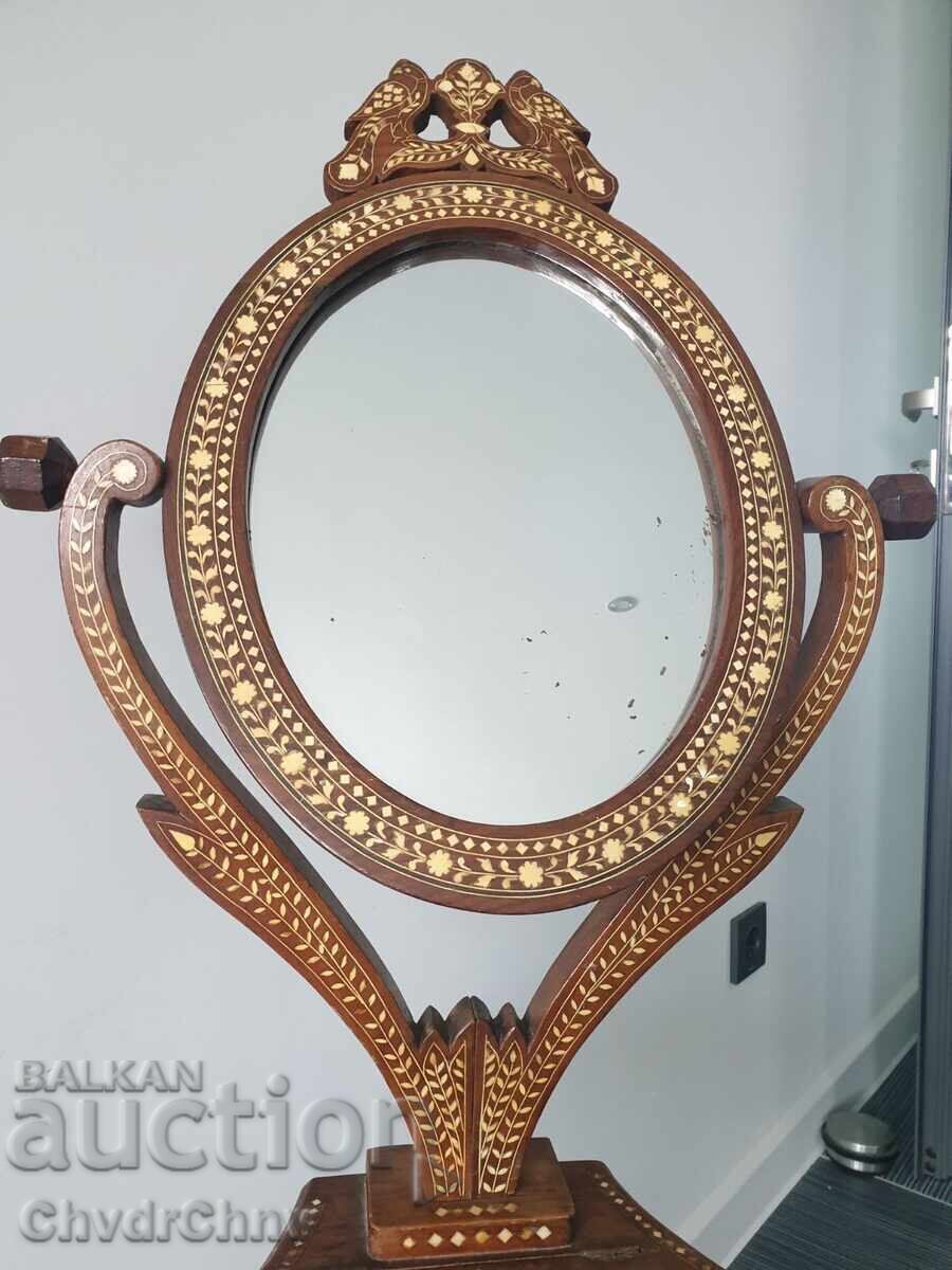 Old wooden dressing table with mirror/ivory inlays with price 1000.00 BGN | € 511.29