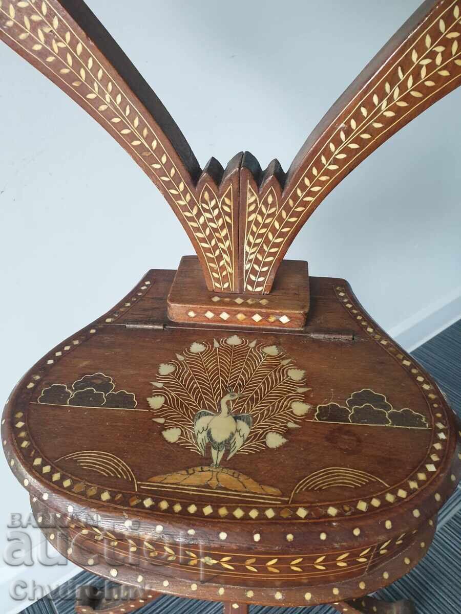 Auction  Old wooden dressing table with mirror/ivory inlays