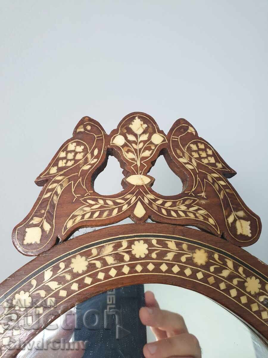 Old wooden dressing table with mirror/ivory inlays - 5