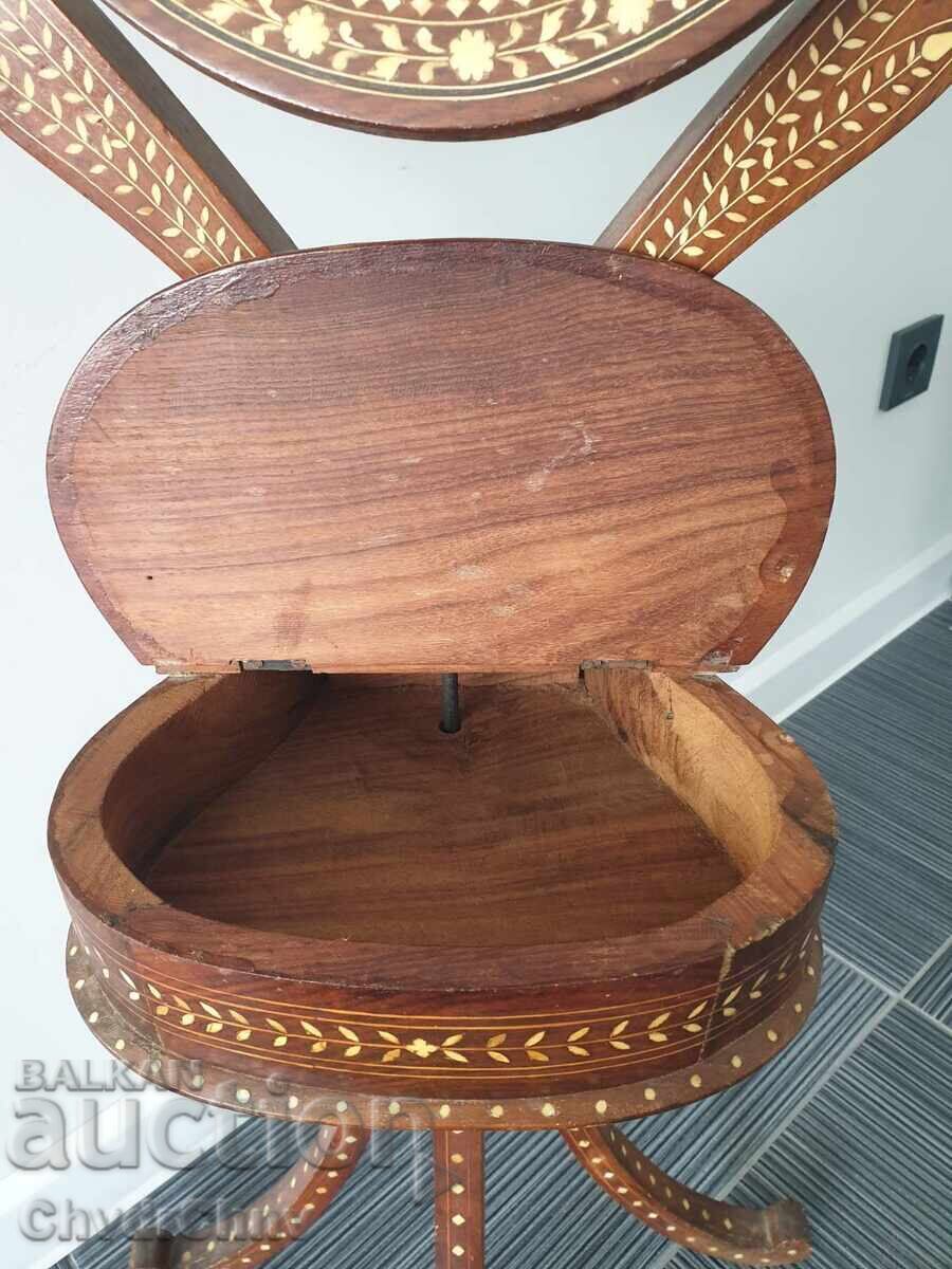 Old wooden dressing table with mirror/ivory inlays - 6