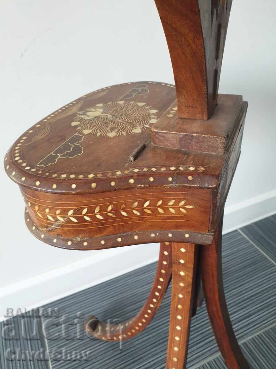 Old wooden dressing table with mirror/ivory inlays - 7