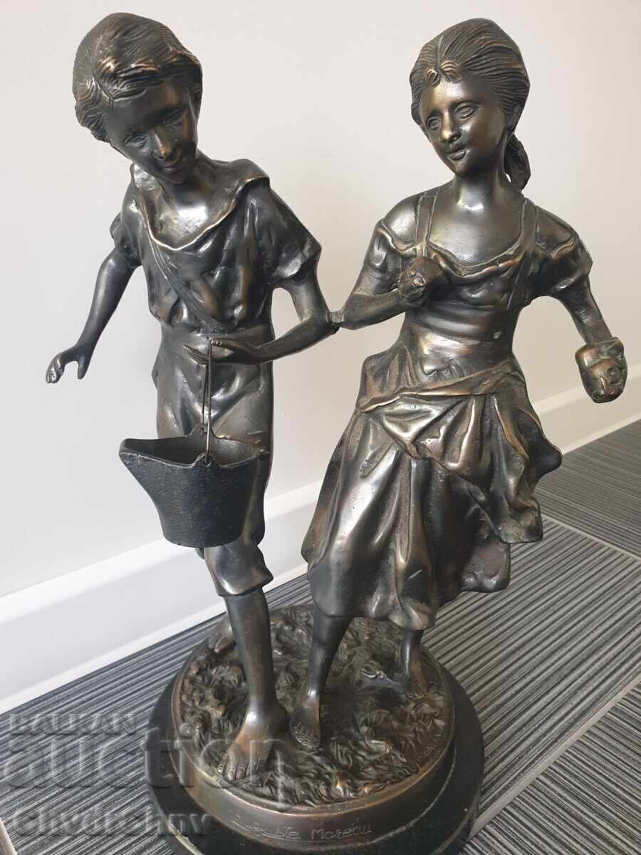 Marea sculptură veche franceză din bronz - figură / Moreau