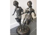 Large antique French bronze sculpture-figure/Moreau