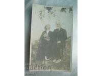 Old photo from 1929, village of Iskrets - elderly man and woman