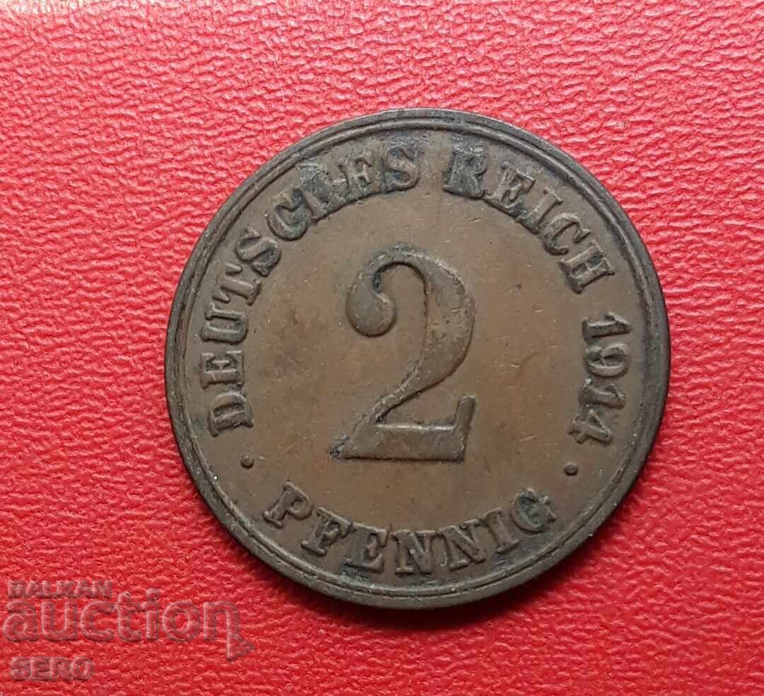 Germany - 2 Pfennig 1914 E - Muldenhütten Germany - 2 Pfennig 1914 E - Muldenhütten