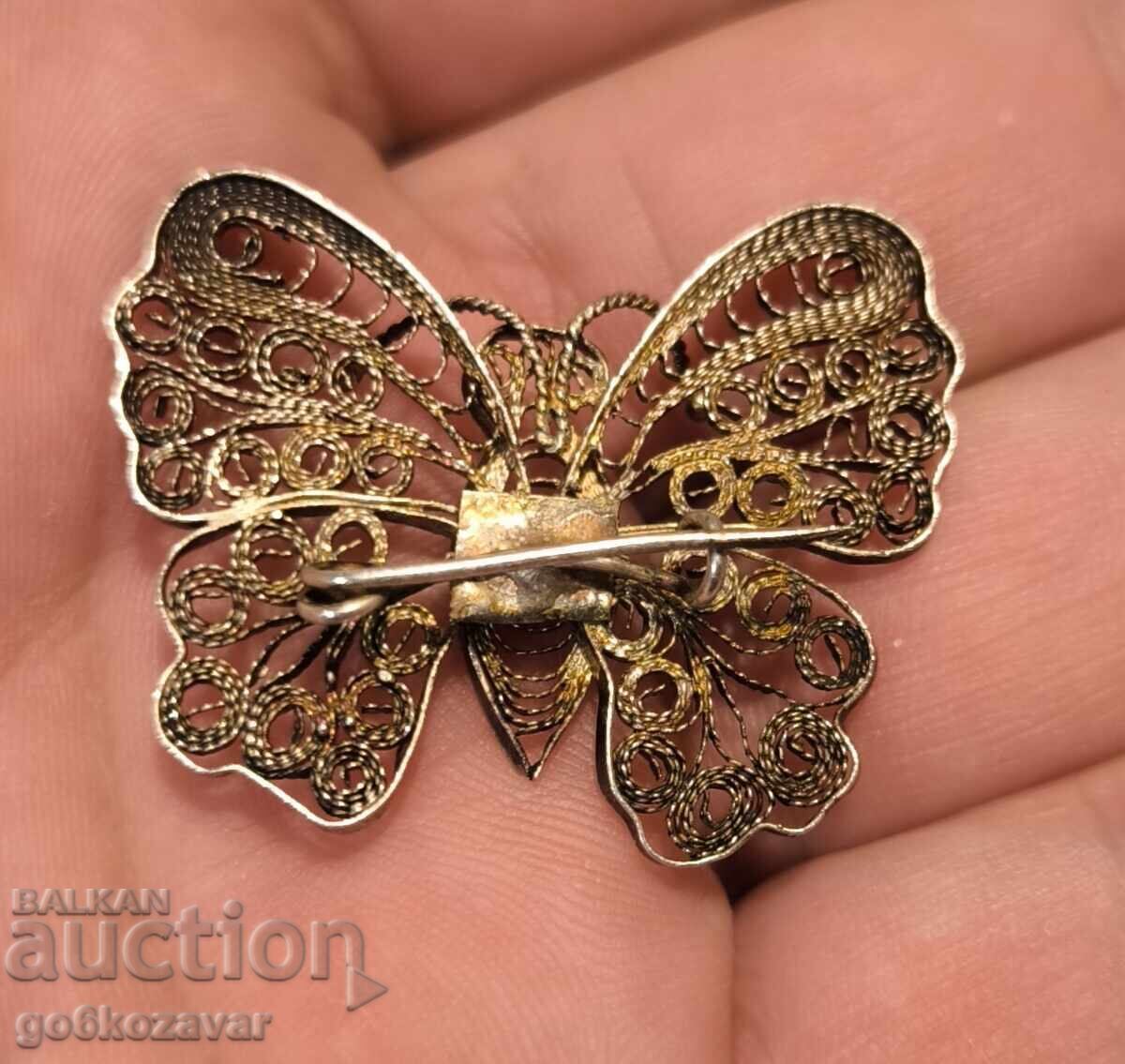 Аукцион Стара сребърна брошка филигран, пеперуда ! Аукцион Стара сребърна брошка филигран, пеперуда !