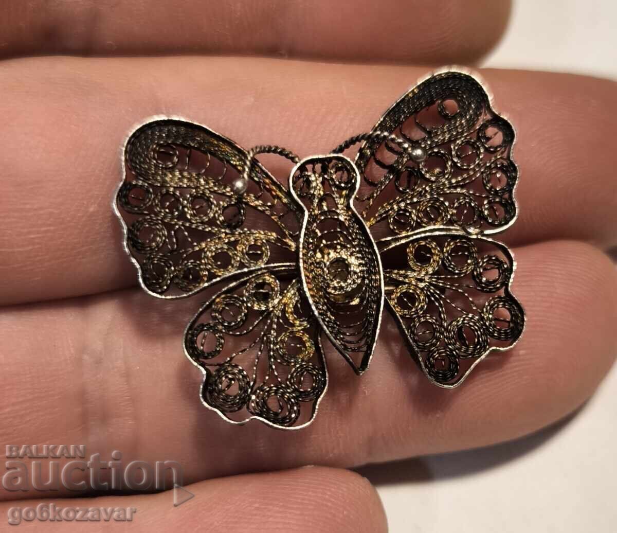 Доставка на Стара сребърна брошка филигран, пеперуда ! Доставка на Стара сребърна брошка филигран, пеперуда !