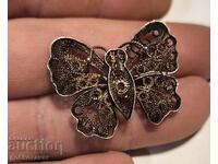Παλιά ασημένια καρφίτσα φιλιγκράν, πεταλούδα!