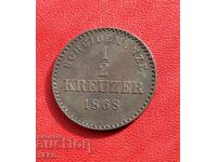 Germany-Württemberg-1/2 Kreuzer 1868-Extremely well preserved