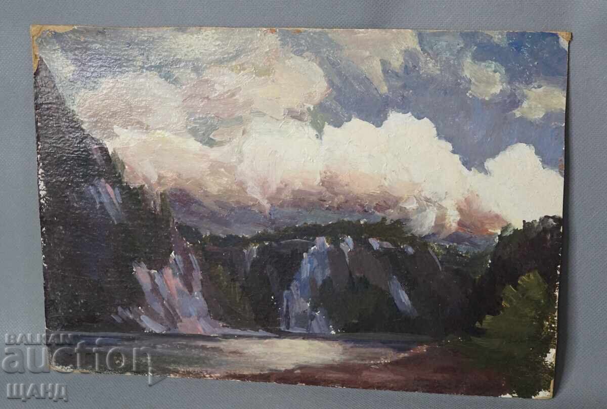 Old Master oil painting mountain landscape