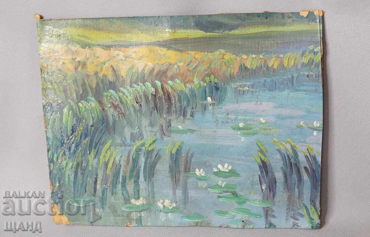 Old Master Oil Painting Landscape Water Lily Old Master Oil Painting Landscape Water Lily