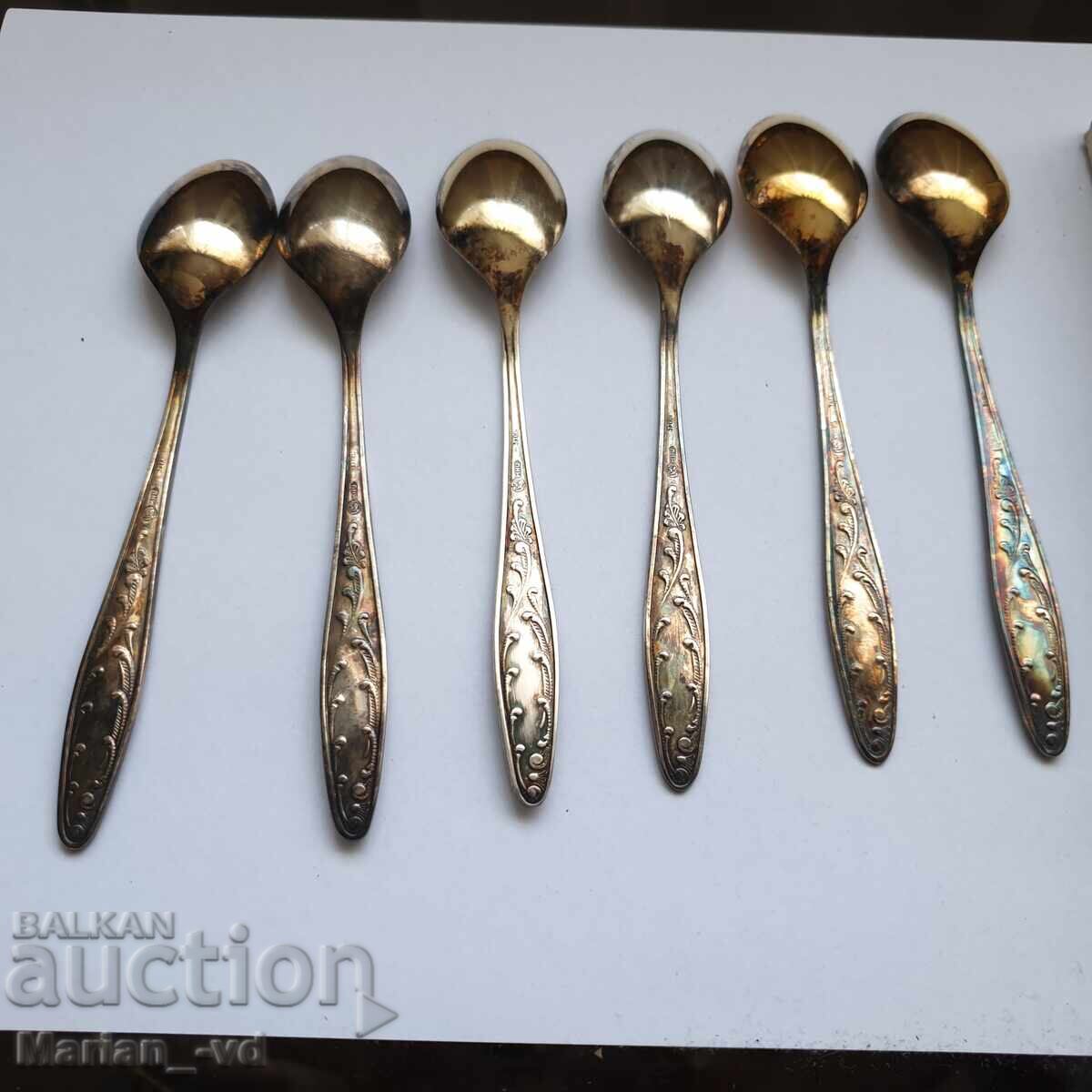 Παράδοση Ρωσικά ασημένια και επιχρυσωμένα κουταλάκια τσαγιού