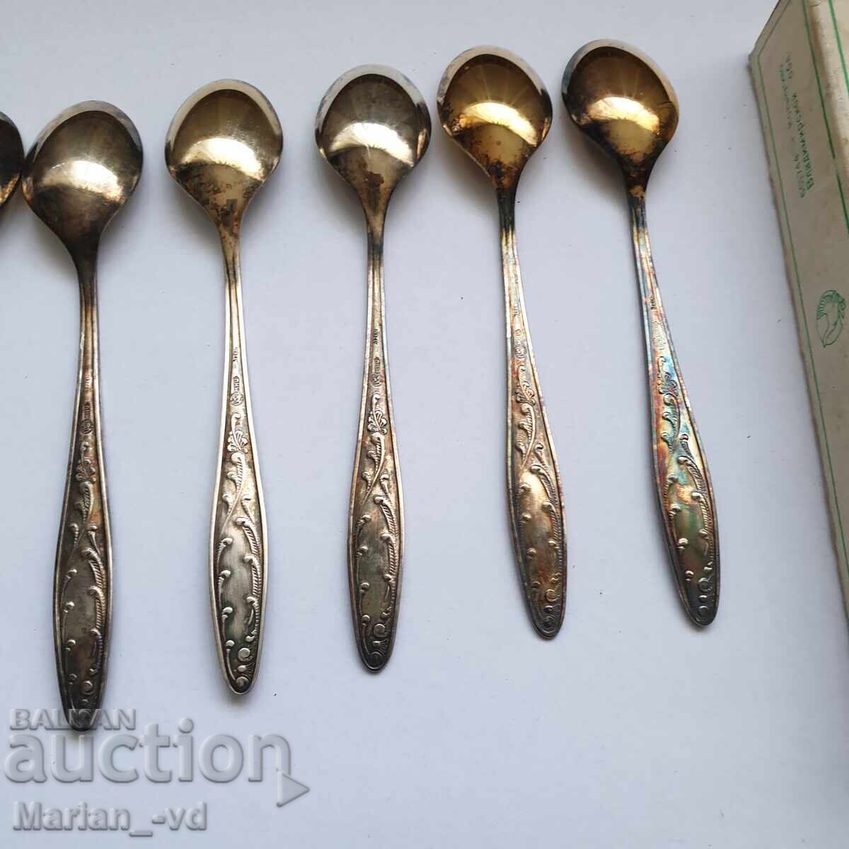 Ρωσικά ασημένια και επιχρυσωμένα κουταλάκια τσαγιού - 5