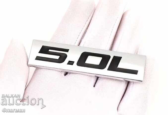Aluminum emblems "5.0 L" - 75 mm / 20 mm - 5