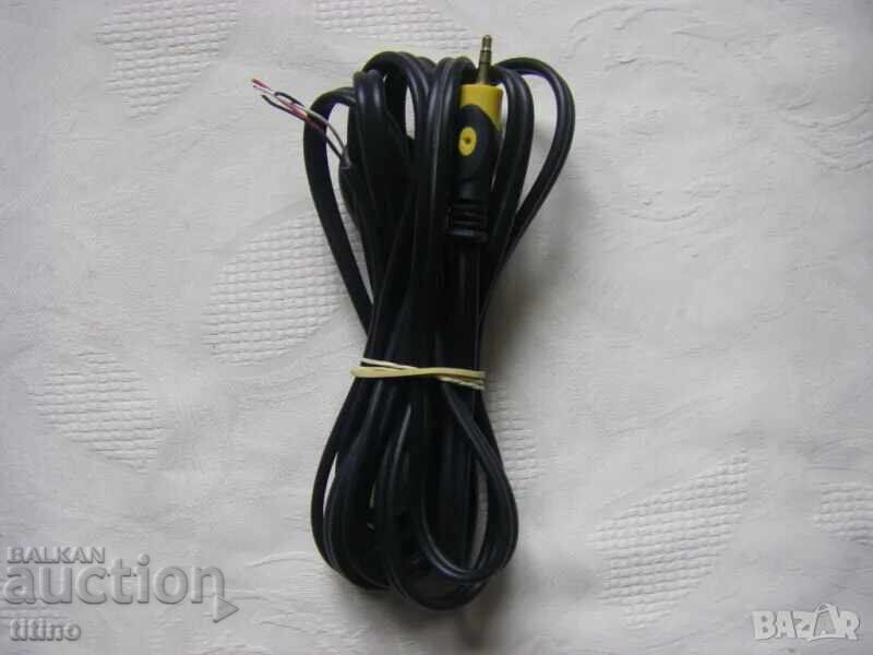 Thick audio cable with 3.5mm stereo jack black - 3 meters