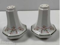 SET OF 2 LARGE PORCELAIN SALT SHAKERS DISH SPICES HEALTHY