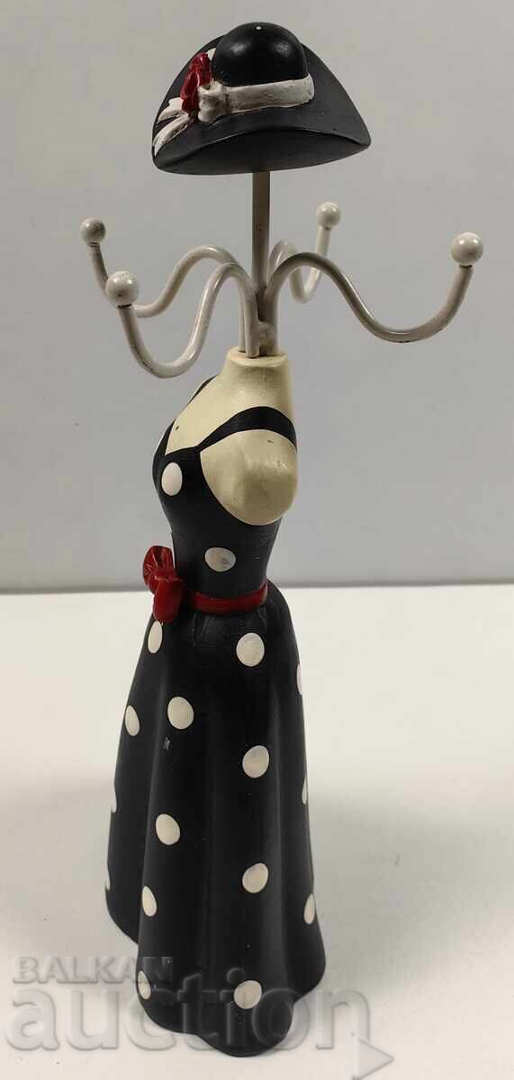 OLD WOODEN JEWELRY STAND RING RINGS JEWELRY - 5