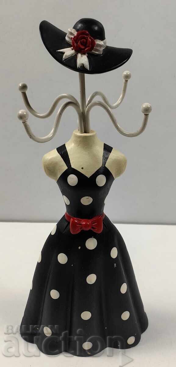 OLD WOODEN JEWELRY STAND RING RINGS JEWELRY