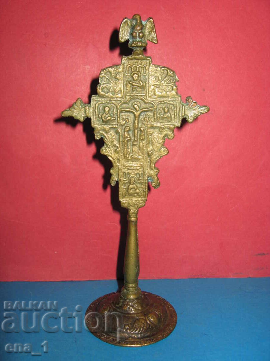 19th-century bronze Orthodox Revival processional cross