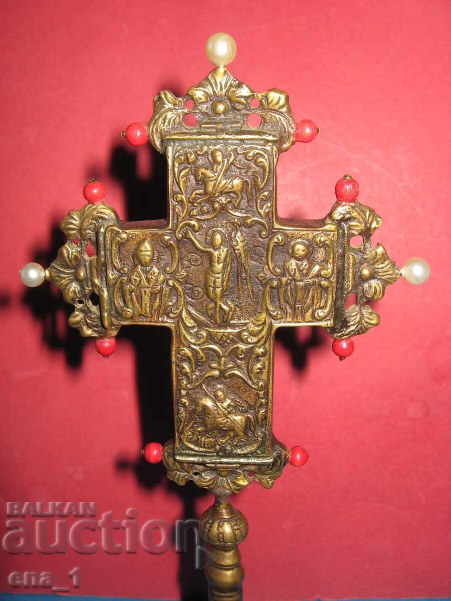 Доставка на Нестандартен възрожденски православен бронзов кръст - Рядък Доставка на Нестандартен възрожденски православен бронзов кръст - Рядък