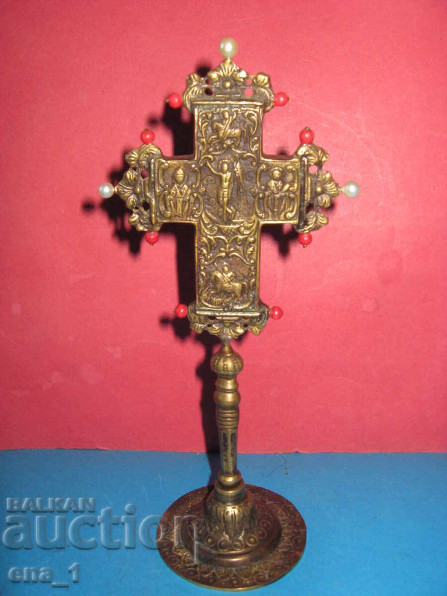 Нестандартен възрожденски православен бронзов кръст - Рядък - 7 Нестандартен възрожденски православен бронзов кръст - Рядък - 7