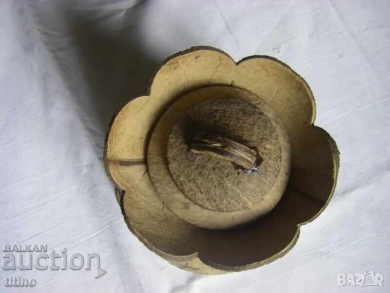 Exotic wooden vase with lid, pot, flower pot - 7
