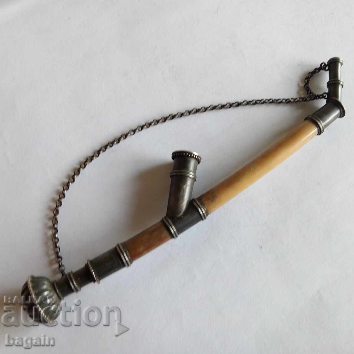 Unique silver opium pipe