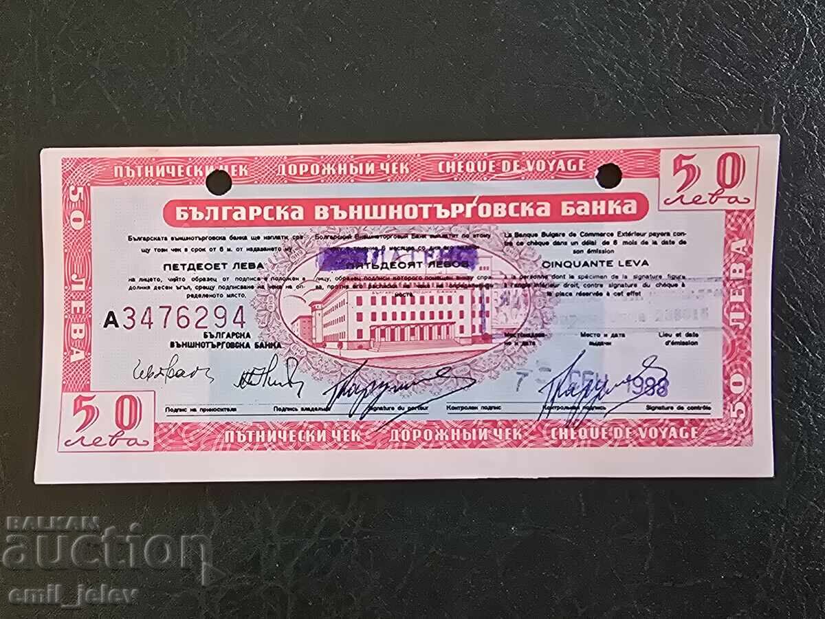 50 Leva - TRAVELER'S CHECK - Bulgarian Foreign Trade Bank - Oval