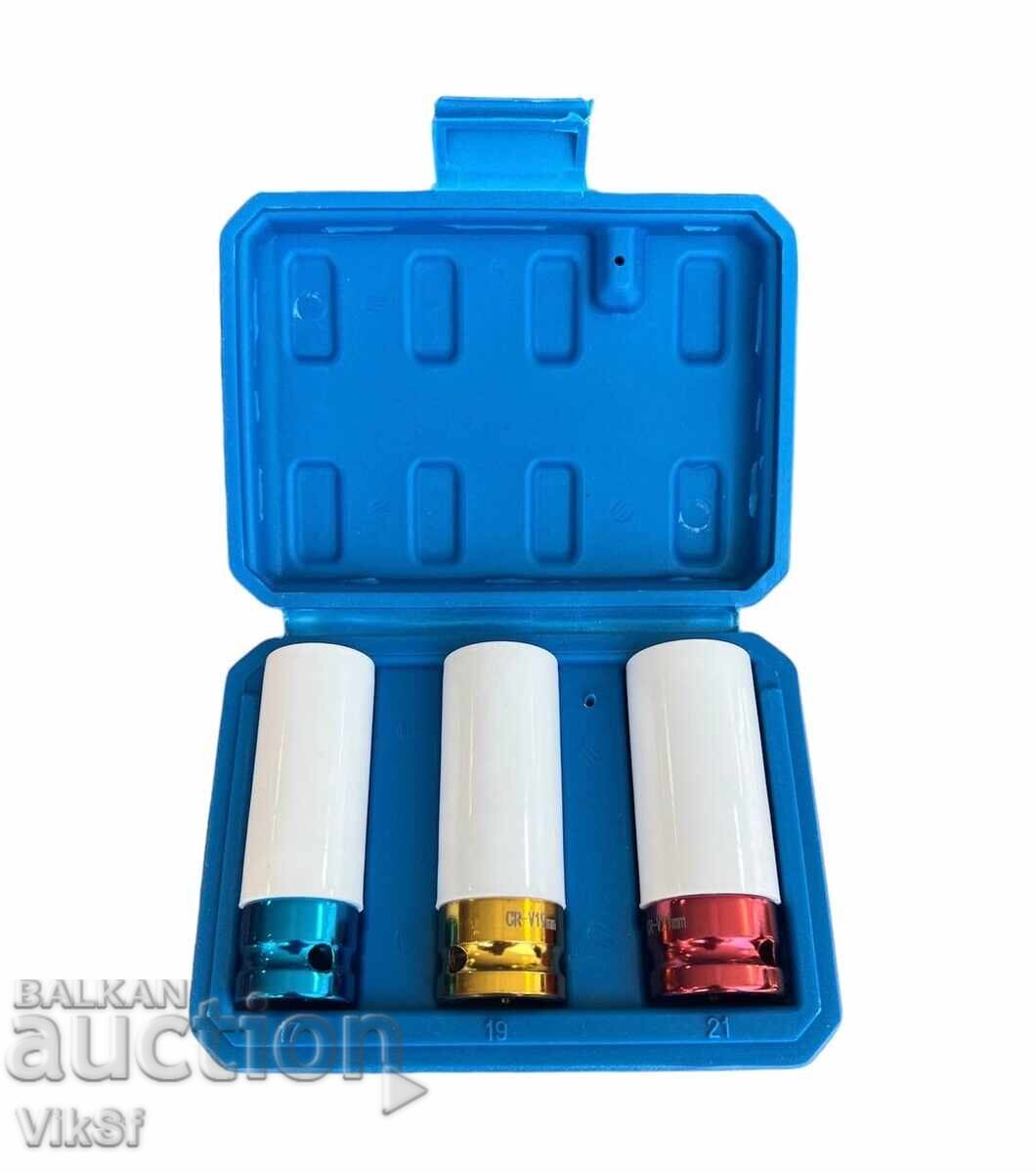 Set de chei tubulare de impact 3 buc 1/2 CR-MO 17 mm, 19 mm, 21 mm