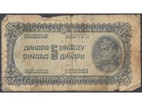 Yugoslavia - 5 Dinara 1944
