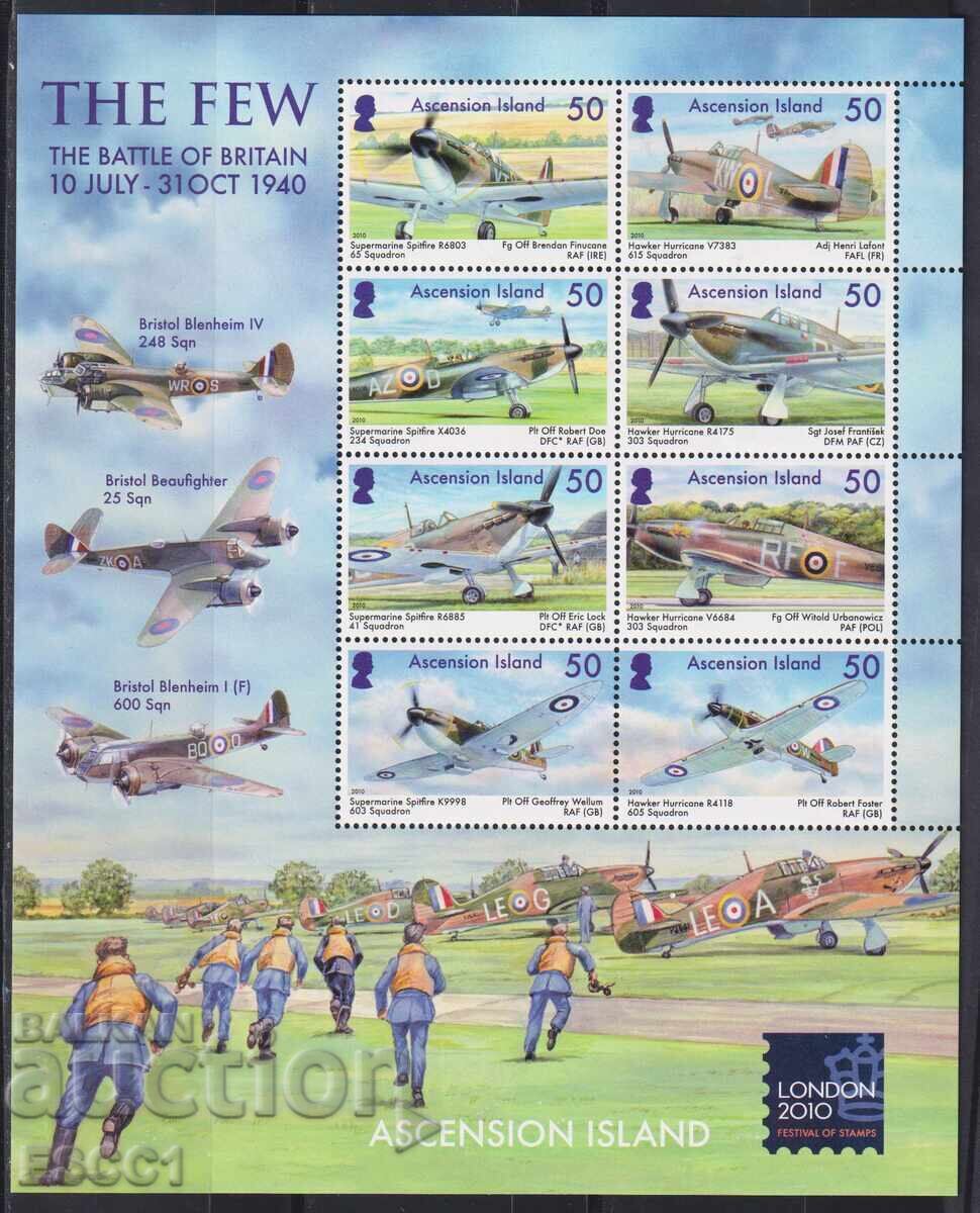 Καθαρές γραμματόσημες σε φύλλο Αεροπορία Αεροπλάνα 2010 Νήσος Αναλήψεως