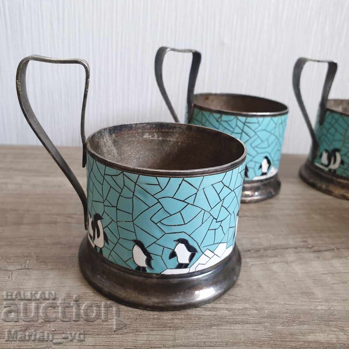 Podlozhki za chashi με σχέδιο πιγκουίνου, ΕΣΣΔ, ασημένια με τιμή 150.00 BGN | € 76.69