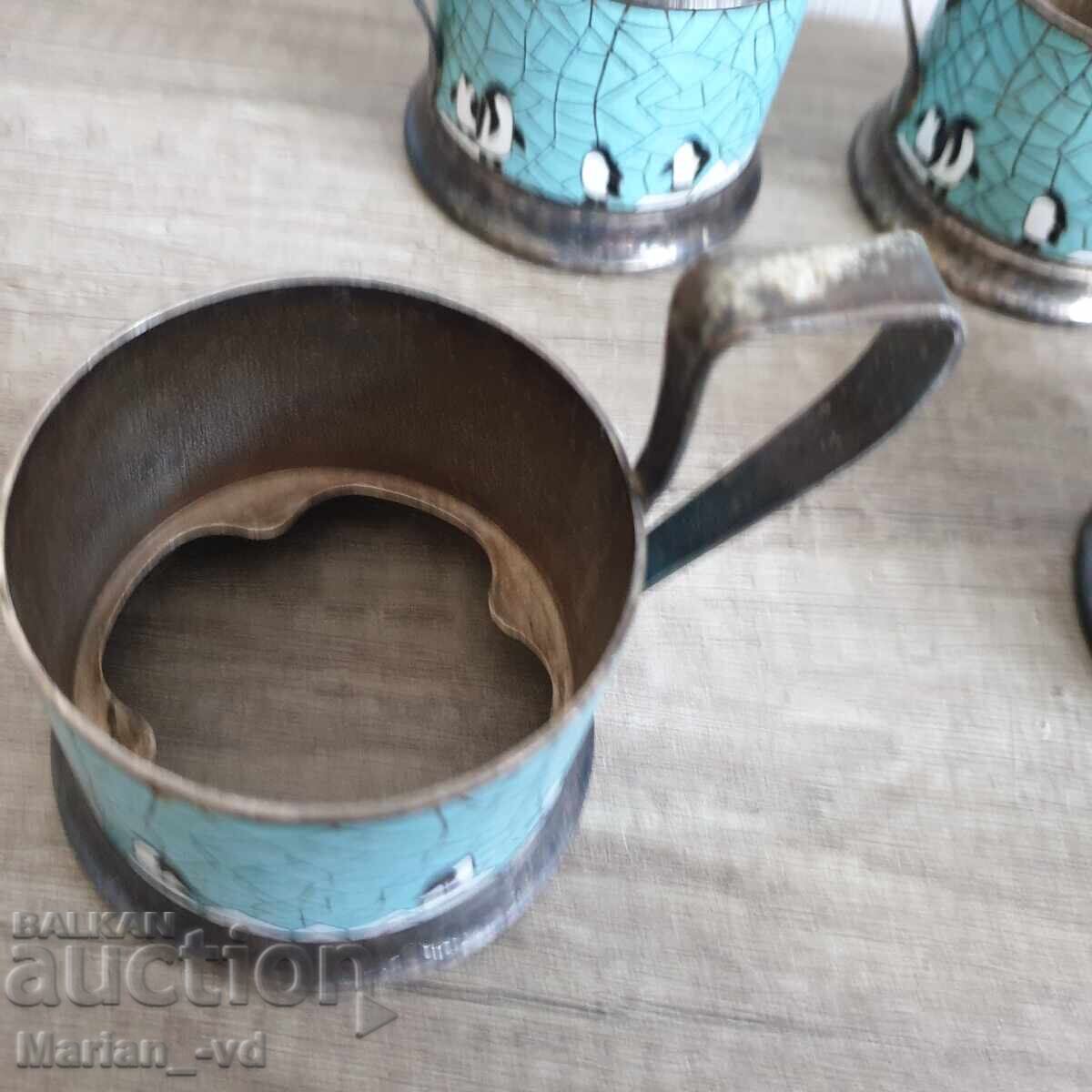 Παράδοση Podlozhki za chashi με σχέδιο πιγκουίνου, ΕΣΣΔ, ασημένια