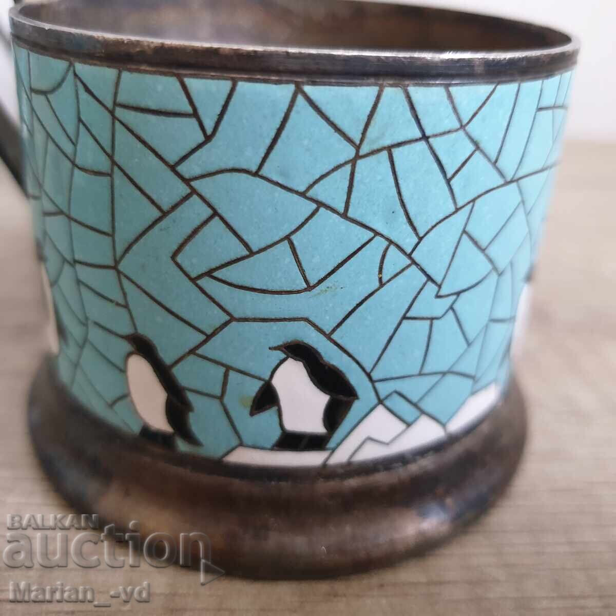 Podlozhki za chashi με σχέδιο πιγκουίνου, ΕΣΣΔ, ασημένια - 5