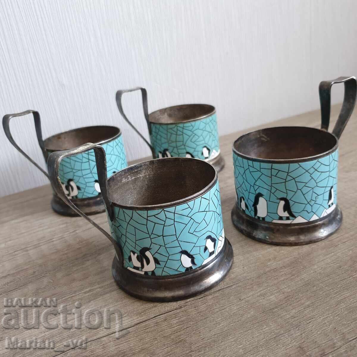 Podlozhki za chashi με σχέδιο πιγκουίνου, ΕΣΣΔ, ασημένια - 7