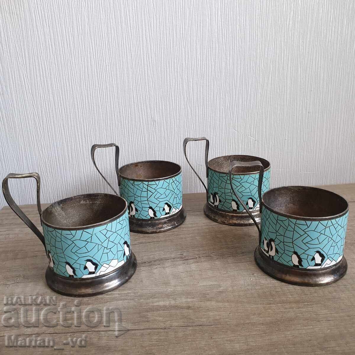 Podlozhki za chashi με σχέδιο πιγκουίνου, ΕΣΣΔ, ασημένια