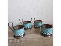 Suporturi de pahare cu design de pinguin, URSS, argintate