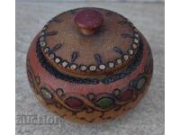 OLD WOODEN SALT SHAKER SALT CONTAINER FOR SPICES SALT