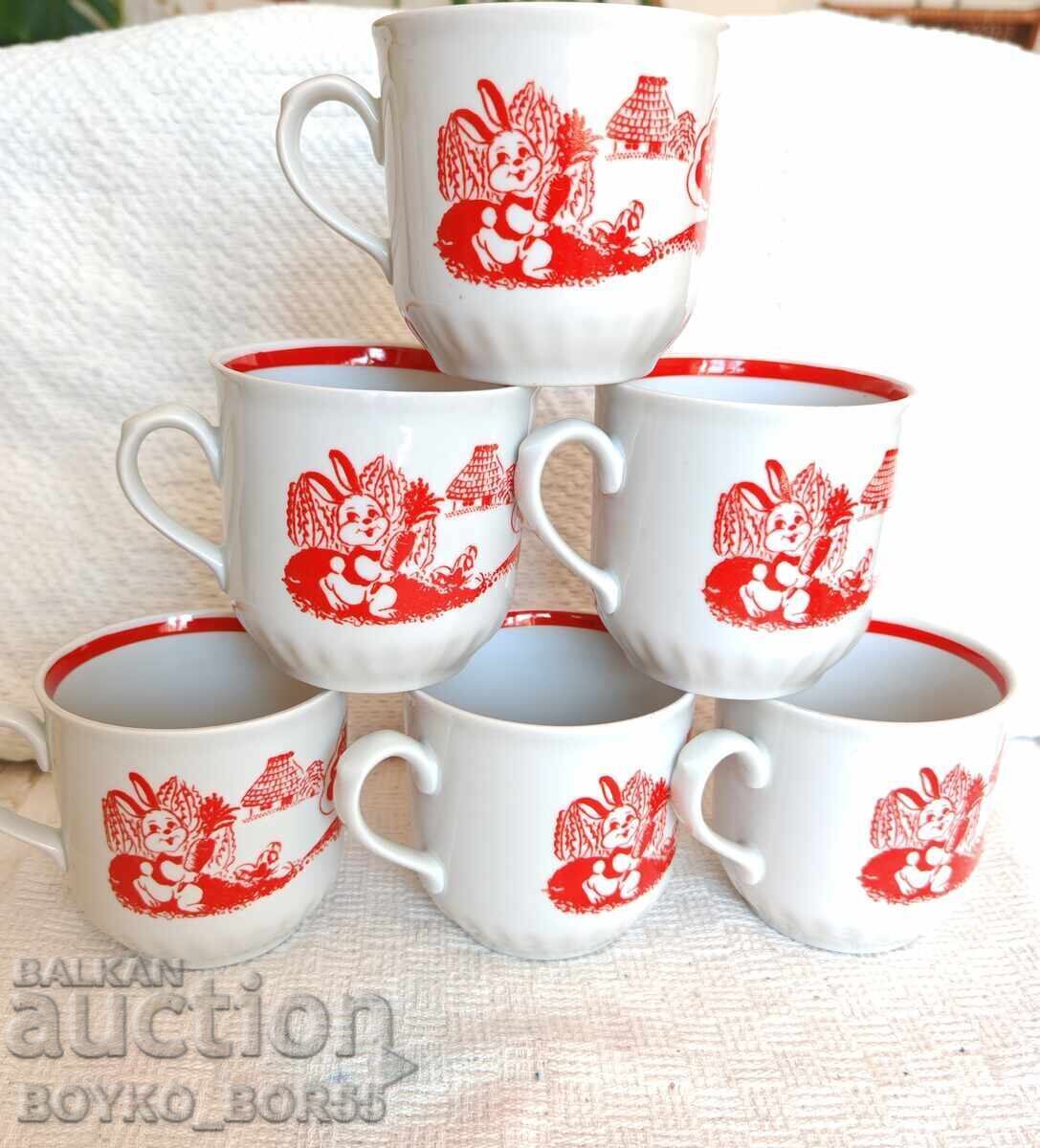 Set of Six Large Russian Soviet Porcelain Cups 1970s with price 65.00 BGN | € 33.23